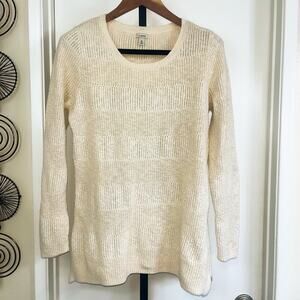 LL Bean Womens Crew Neck Pullover Cotton Sweater Minimalist - Beige, Size XL